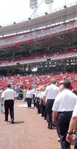 Circle Singers file into Great American Ballpark to sing National Anthem